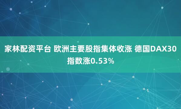 家林配资平台 欧洲主要股指集体收涨 德国DAX30指数涨0.53%