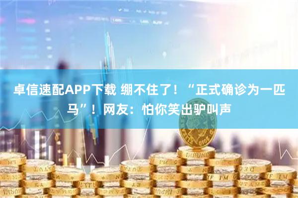 卓信速配APP下载 绷不住了！“正式确诊为一匹马”！网友：怕你笑出驴叫声